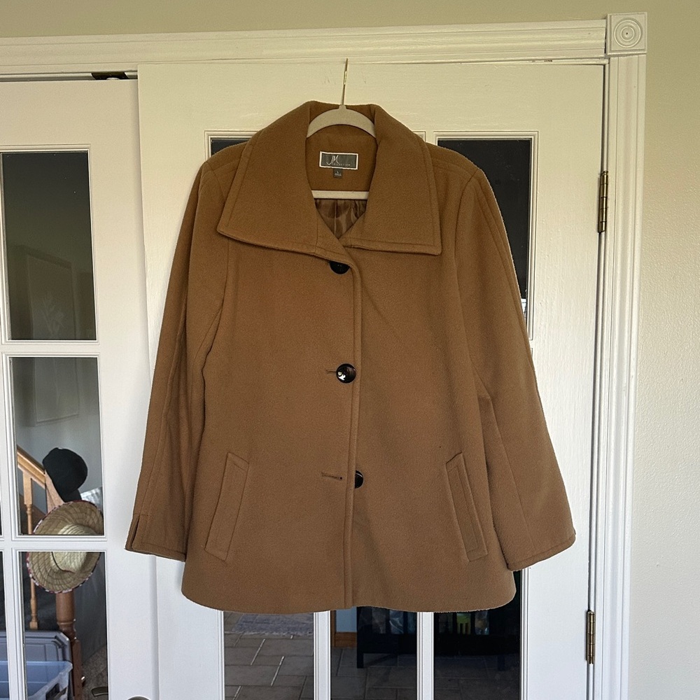 JM Collection Tan Pea Coat